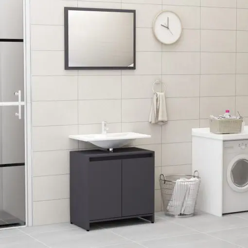 vidaXL Bathroom Furniture Set Grey Chipboard