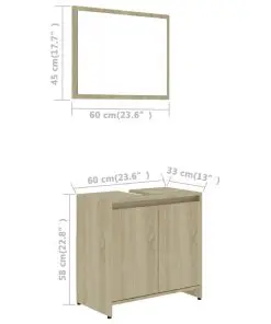 vidaXL Bathroom Furniture Set Sonoma Oak Chipboard