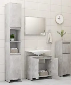 vidaXL Bathroom Furniture Set Concrete Grey Chipboard