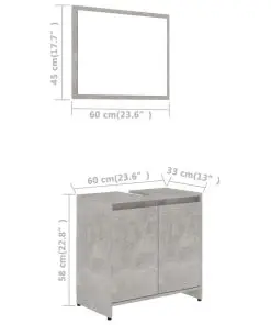 vidaXL Bathroom Furniture Set Concrete Grey Chipboard