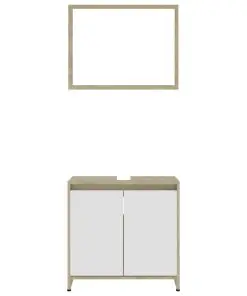 vidaXL Bathroom Furniture Set White and Sonoma Oak Chipboard