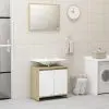 vidaXL Bathroom Furniture Set White and Sonoma Oak Chipboard
