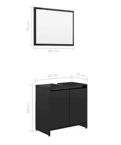 vidaXL Bathroom Furniture Set High Gloss Black Chipboard