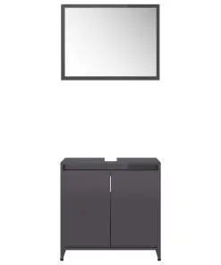 vidaXL Bathroom Furniture Set High Gloss Grey Chipboard