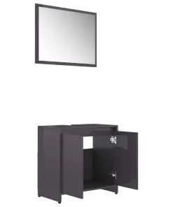 vidaXL Bathroom Furniture Set High Gloss Grey Chipboard