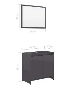 vidaXL Bathroom Furniture Set High Gloss Grey Chipboard