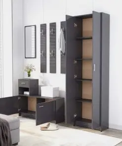 vidaXL Hallway Unit High Gloss Grey 100x25x76.5 cm Chipboard