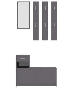 vidaXL Hallway Unit High Gloss Grey 100x25x76.5 cm Chipboard