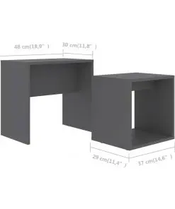 vidaXL Coffee Table Set Grey 48x30x45 cm Chipboard