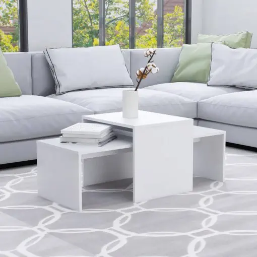 vidaXL Coffee Table Set White 100x48x40 cm Chipboard