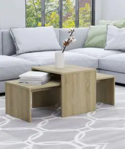 vidaXL Coffee Table Set Sonoma Oak 100x48x40 cm Chipboard