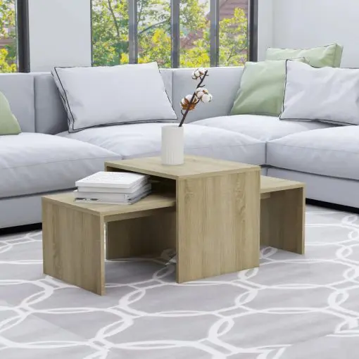 vidaXL Coffee Table Set Sonoma Oak 100x48x40 cm Chipboard