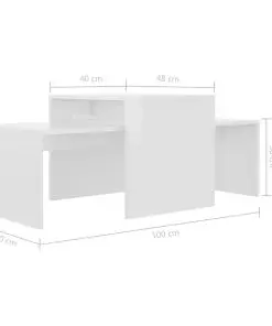 vidaXL Coffee Table Set High Gloss White 100x48x40 cm Chipboard