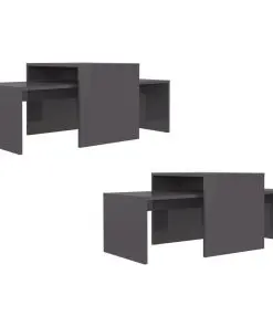 vidaXL Coffee Table Set High Gloss Grey 100x48x40 cm Chipboard
