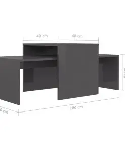 vidaXL Coffee Table Set High Gloss Grey 100x48x40 cm Chipboard