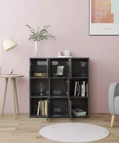 vidaXL Book Cabinet High Gloss Grey 90x30x90 cm Chipboard