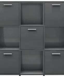 vidaXL Book Cabinet High Gloss Grey 90x30x90 cm Chipboard