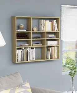 vidaXL Wall Shelf Sonoma Oak 90x16x78 cm Chipboard