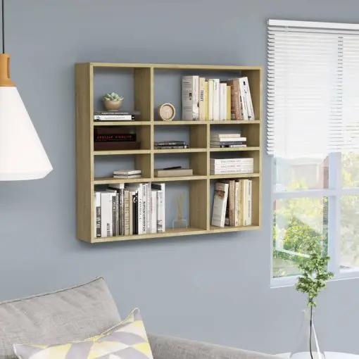 vidaXL Wall Shelf Sonoma Oak 90x16x78 cm Chipboard