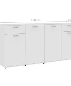vidaXL Sideboard White 160x36x75 cm Chipboard