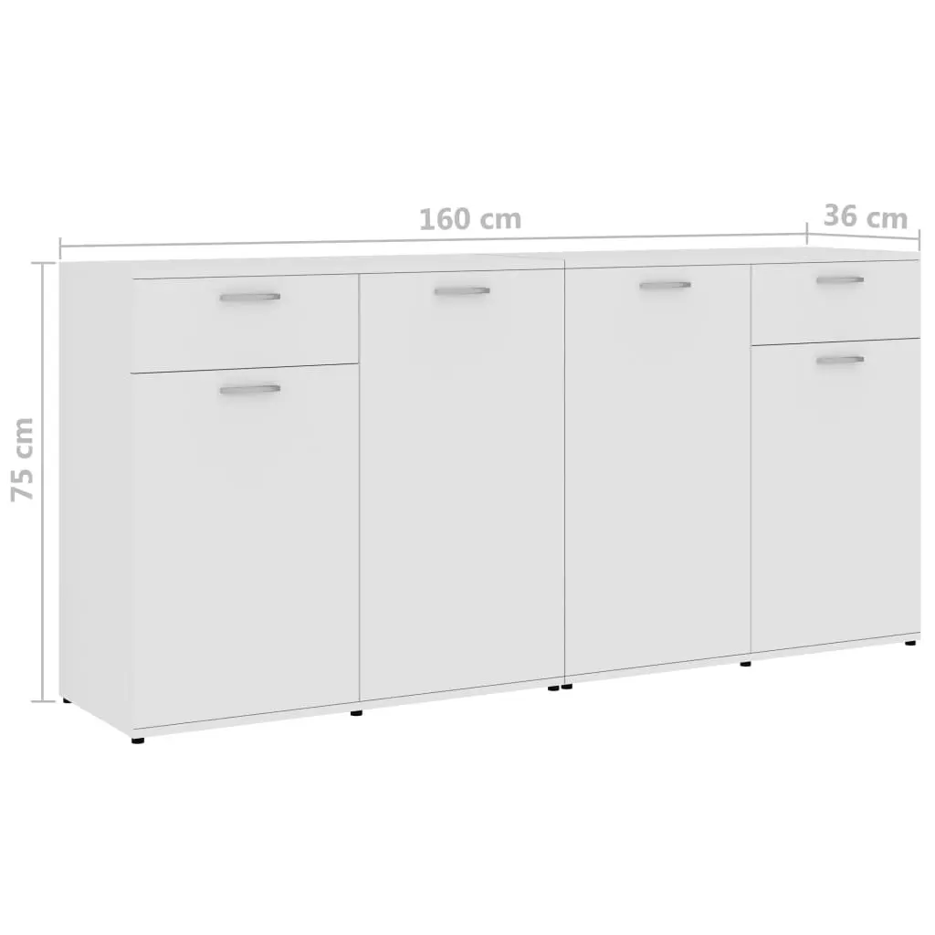 vidaXL Sideboard White 160x36x75 cm Chipboard