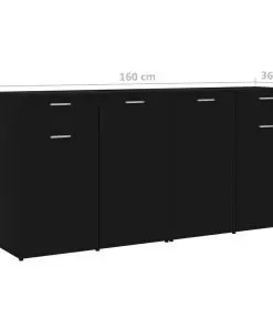 vidaXL Sideboard Black 160x36x75 cm Chipboard