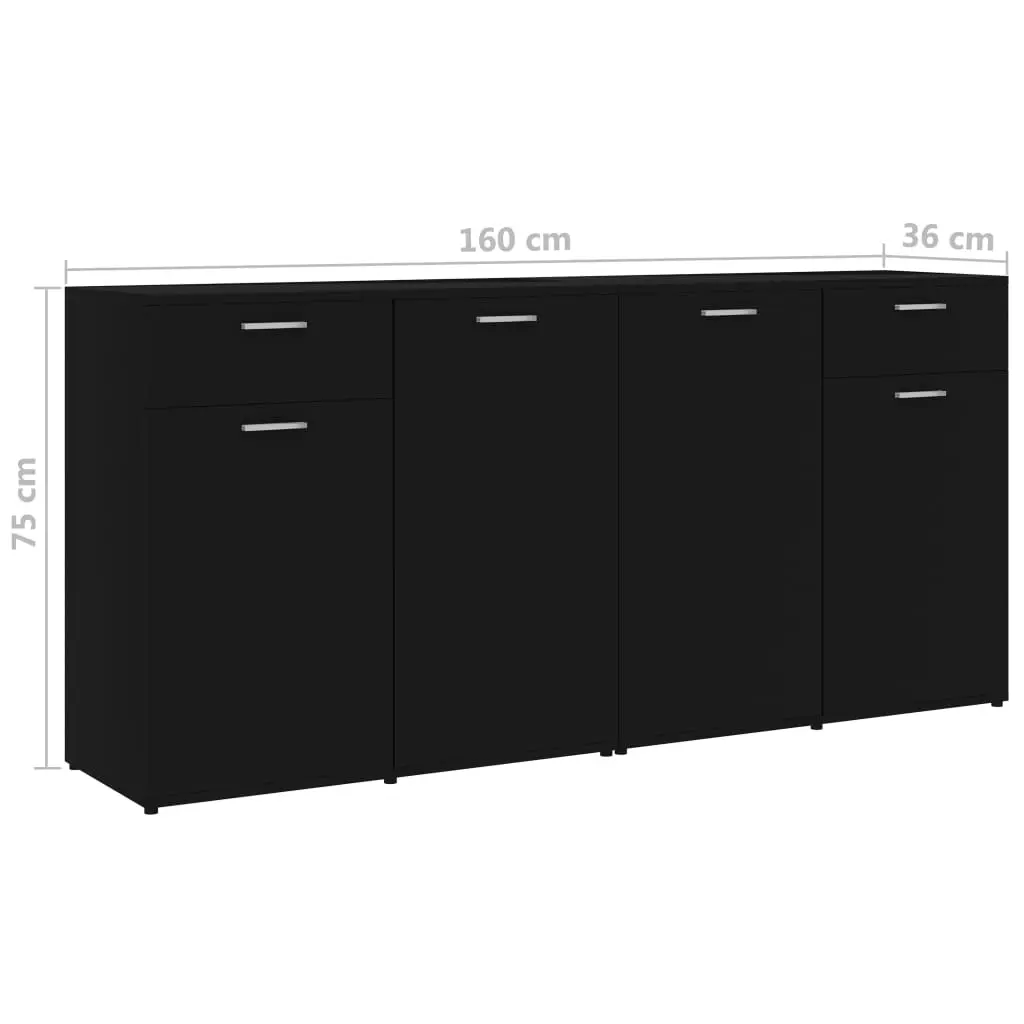 vidaXL Sideboard Black 160x36x75 cm Chipboard