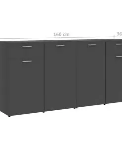 vidaXL Sideboard Grey 160x36x75 cm Chipboard