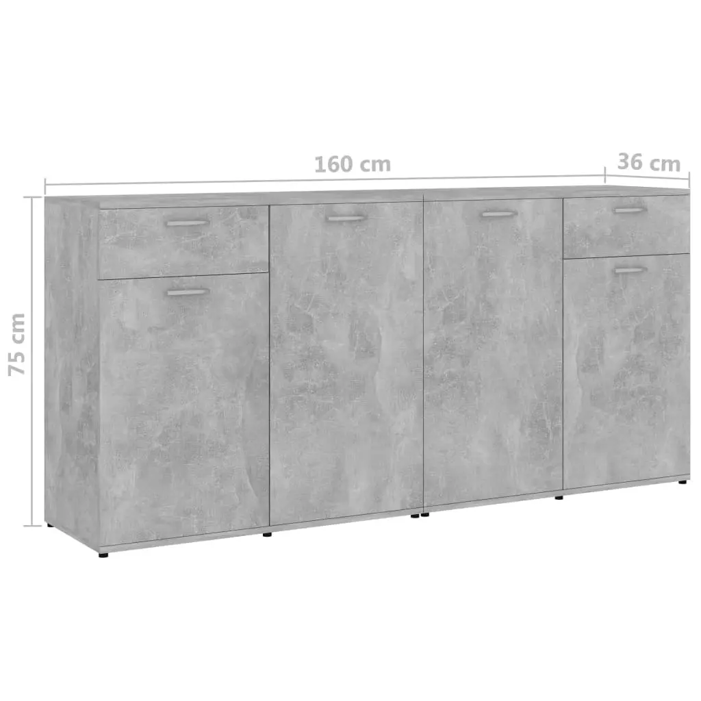 vidaXL Sideboard Concerte Grey 160x36x75 cm Chipboard
