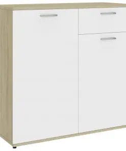 vidaXL Sideboard White and Sonoma Oak 160x36x75 cm Chipboard