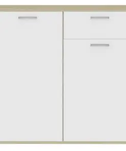 vidaXL Sideboard White and Sonoma Oak 160x36x75 cm Chipboard