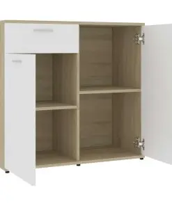 vidaXL Sideboard White and Sonoma Oak 160x36x75 cm Chipboard