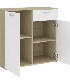 vidaXL Sideboard White and Sonoma Oak 160x36x75 cm Chipboard