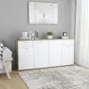 vidaXL Sideboard White and Sonoma Oak 160x36x75 cm Chipboard