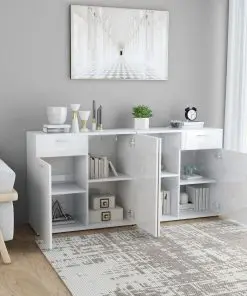 vidaXL Sideboard High Gloss White 160x36x75 cm Chipboard