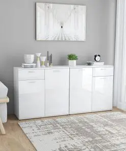vidaXL Sideboard High Gloss White 160x36x75 cm Chipboard