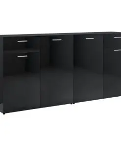 vidaXL Sideboard High Gloss Black 160x36x75 cm Chipboard