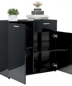 vidaXL Sideboard High Gloss Black 160x36x75 cm Chipboard