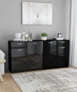 vidaXL Sideboard High Gloss Black 160x36x75 cm Chipboard