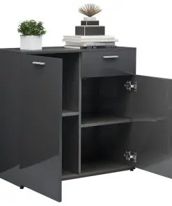 vidaXL Sideboard High Gloss Grey 160x36x75 cm Chipboard
