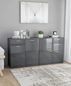 vidaXL Sideboard High Gloss Grey 160x36x75 cm Chipboard