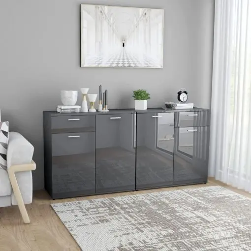 vidaXL Sideboard High Gloss Grey 160x36x75 cm Chipboard