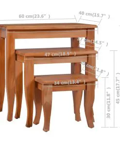 vidaXL Side Tables 3 pcs Solid Mahogany Wood
