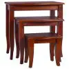 vidaXL Side Tables 3 pcs Classical Brown Solid Mahogany Wood