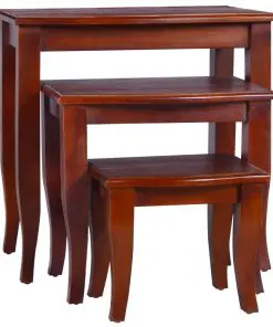 vidaXL Side Tables 3 pcs Classical Brown Solid Mahogany Wood