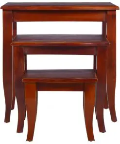 vidaXL Side Tables 3 pcs Classical Brown Solid Mahogany Wood