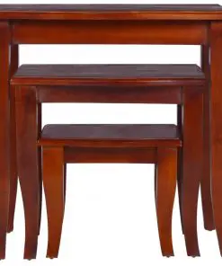 vidaXL Side Tables 3 pcs Classical Brown Solid Mahogany Wood