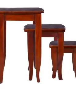 vidaXL Side Tables 3 pcs Classical Brown Solid Mahogany Wood
