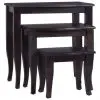 vidaXL Side Tables 3 pcs Light Black Coffee Solid Mahogany Wood