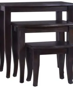 vidaXL Side Tables 3 pcs Light Black Coffee Solid Mahogany Wood